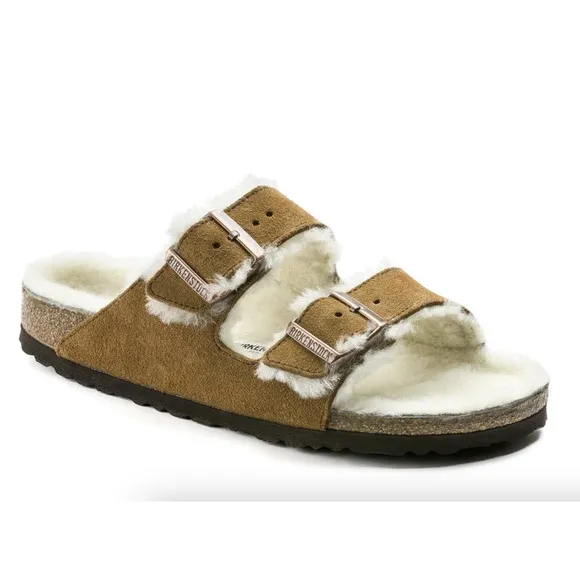 BIRKENSTOCK Arizona Shearling Sandals / 37 (US 6) Narrow | Mink Suede NIB