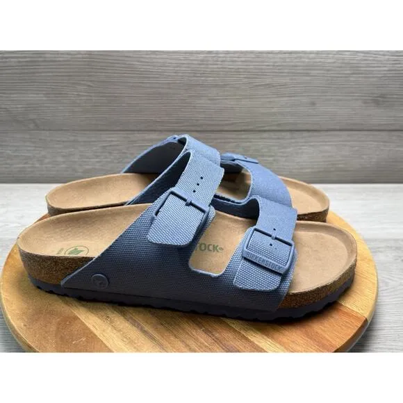Birkenstock Arizona Vegan Womens 11 Light Blue Canvas Strap Sandals