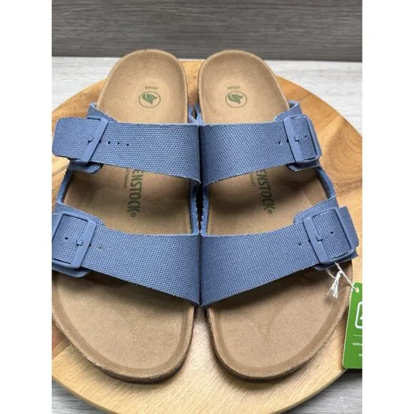 Birkenstock Arizona Vegan Womens 11 Light Blue Canvas Strap Sandals
