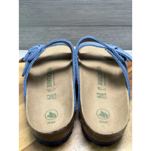 Birkenstock Arizona Vegan Womens 11 Light Blue Canvas Strap Sandals