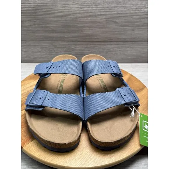 Birkenstock Arizona Vegan Womens 11 Light Blue Canvas Strap Sandals