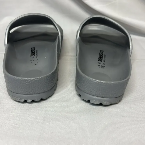 Birkenstock Barbados silver EVA rubber beach slide on sandal shoes 39