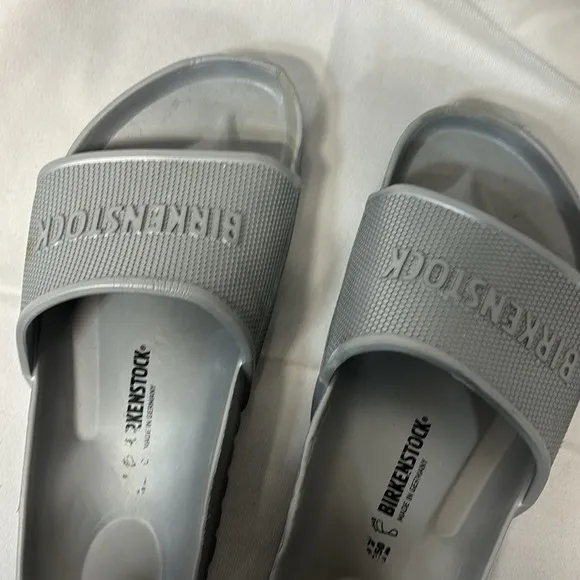 Birkenstock Barbados silver EVA rubber beach slide on sandal shoes 39