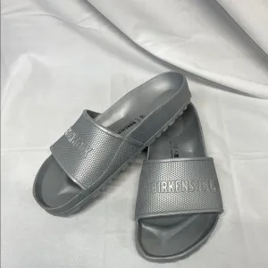 Birkenstock Barbados silver EVA rubber beach slide on sandal shoes 39