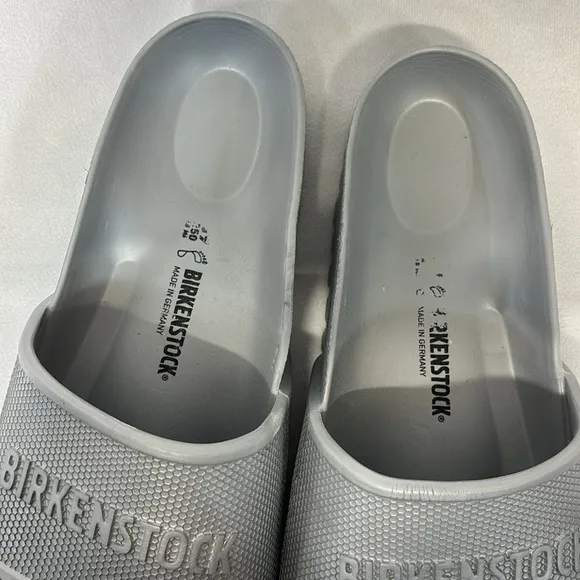 Birkenstock Barbados silver EVA rubber beach slide on sandal shoes 39