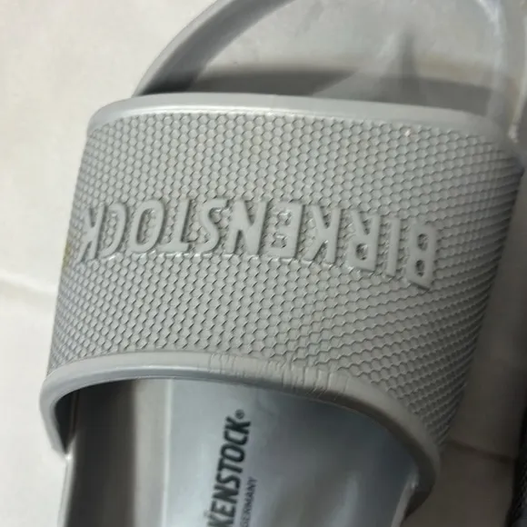 Birkenstock Barbados silver EVA rubber beach slide on sandal shoes 39