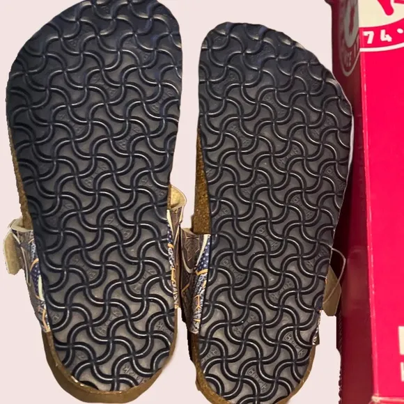 Birkenstock Bentzi Gross Gizeh Kids Oriental Tiles Blue Sandals, Size US 12