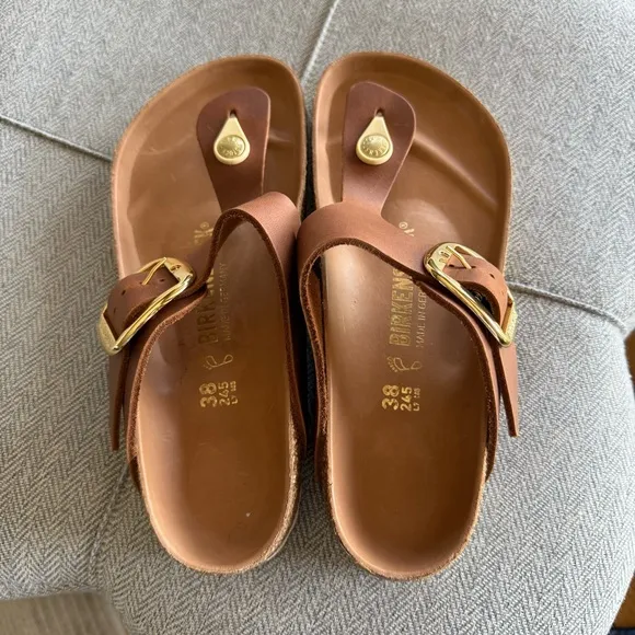 Birkenstock Big Buckle Sandals with Gold Buckle
