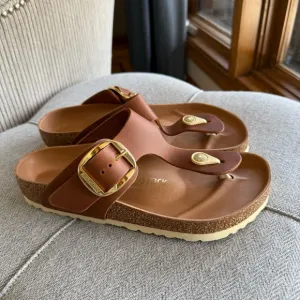 Birkenstock Big Buckle Sandals with Gold Buckle