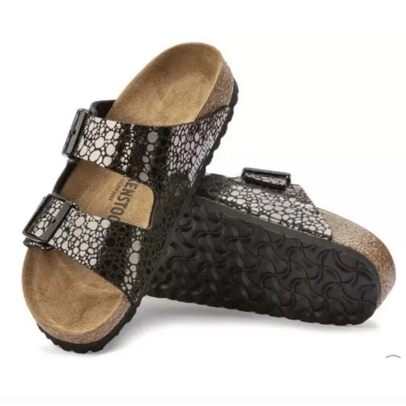 Birkenstock Birko Flor ARIZONA Metallic Stones Black nwt size 7