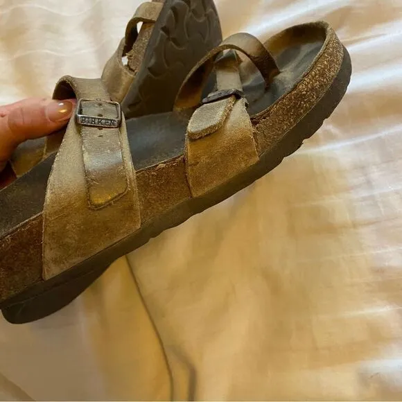 Birkenstock tan strappy sandals