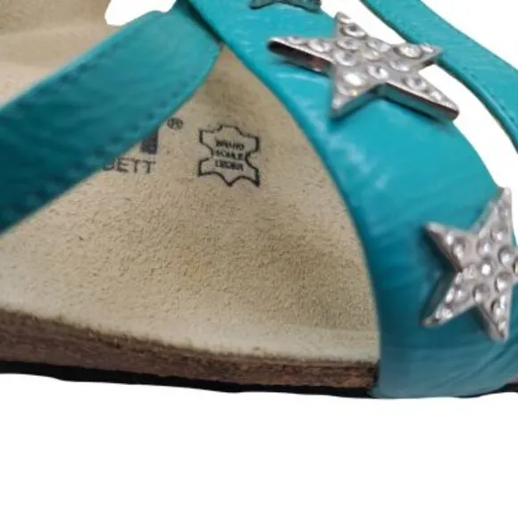 Birkenstock 'Tatami' Silver Jeweled Stars Slide Sandals EUC