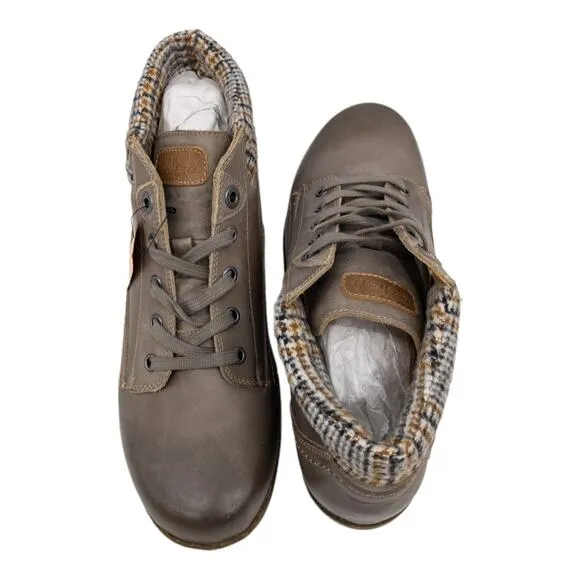 BIZA Hailey Leather Lace Up Hiking Ankle Boots 42 Women's 11 Gray Brown