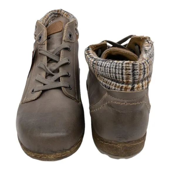 BIZA Hailey Leather Lace Up Hiking Ankle Boots 42 Women's 11 Gray Brown