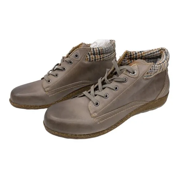 BIZA Hailey Leather Lace Up Hiking Ankle Boots 42 Women's 11 Gray Brown