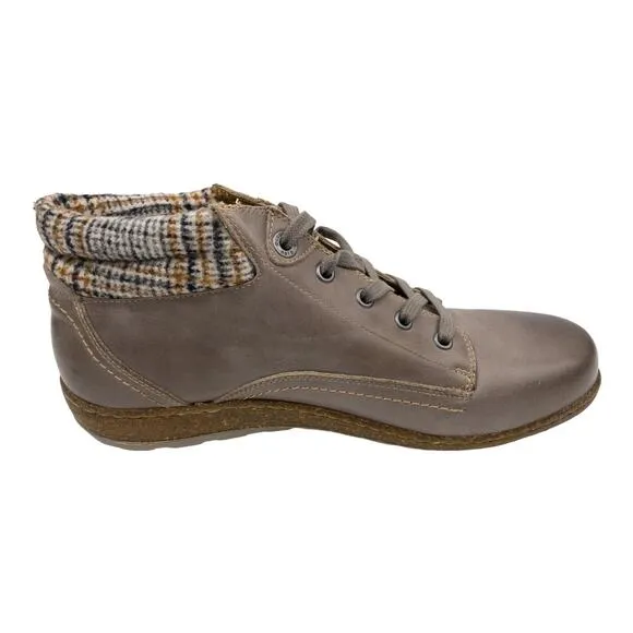BIZA Hailey Leather Lace Up Hiking Ankle Boots 42 Women's 11 Gray Brown