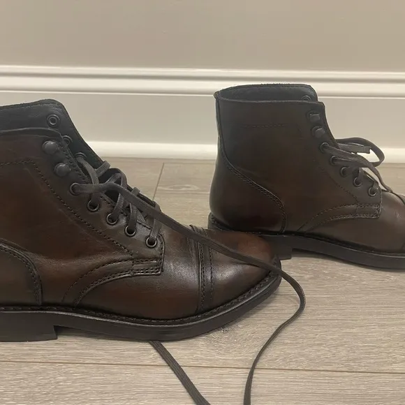 Black Coffee Heeled Boots with Cap Toe and Sleek Silhouette