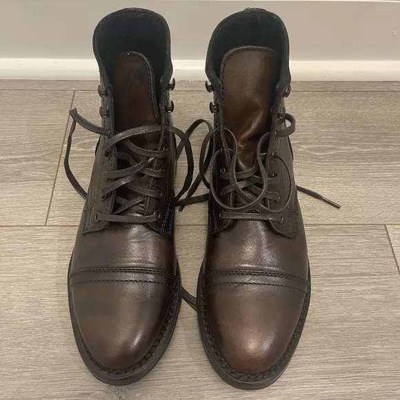 Black Coffee Heeled Boots with Cap Toe and Sleek Silhouette