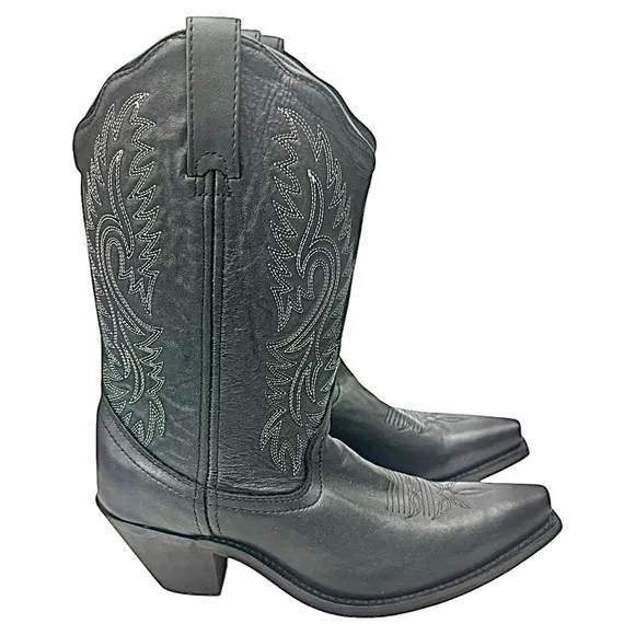Black Cowgirl Boots RB3431 Black Snip Toe Cowboy Size 9 Medium Pre-Owned