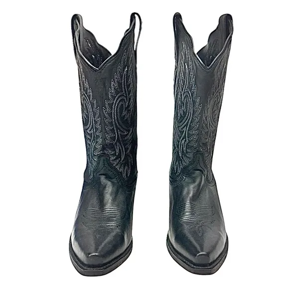 Black Cowgirl Boots RB3431 Black Snip Toe Cowboy Size 9 Medium Pre-Owned