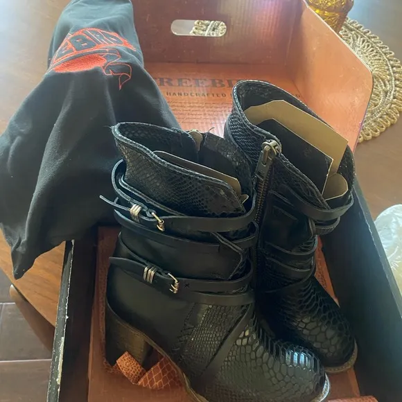 Black Freebird discontinued Snakeskin Boots