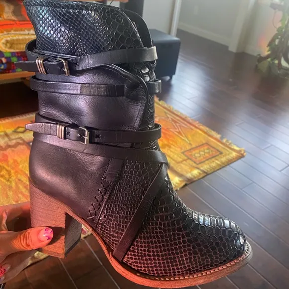 Black Freebird discontinued Snakeskin Boots