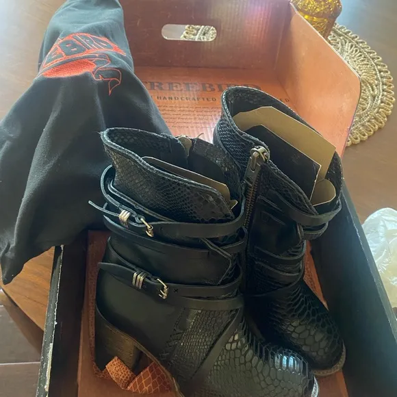 Black Freebird discontinued Snakeskin Boots