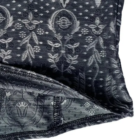 Black/Gray Metallic Brocade Cami- Corset Lace Trim Camisole Bustier - Size 4-6