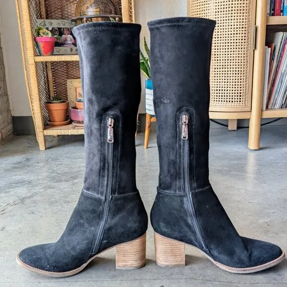 Blondo Black Nada Suede Knee-High Heeled Boots size 10