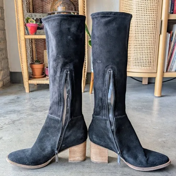Blondo Black Nada Suede Knee-High Heeled Boots size 10