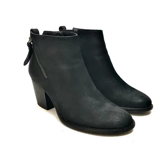 Blondo Black Nubuck Zip Ankle Boots