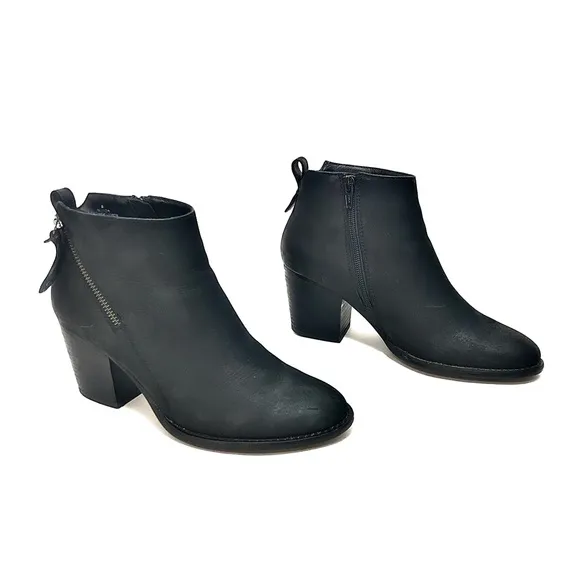 Blondo Black Nubuck Zip Ankle Boots