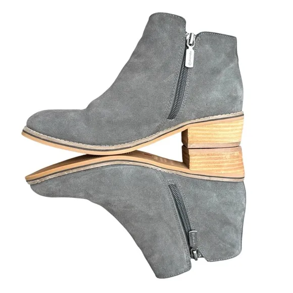 Blondo Waterproof Women’s Gray Suede Side Zip Ankle Boots Booties Size 8