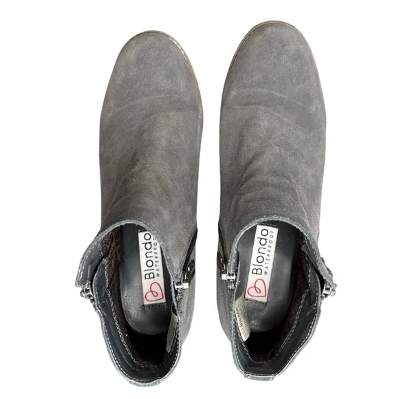 Blondo Waterproof Women’s Gray Suede Side Zip Ankle Boots Booties Size 8