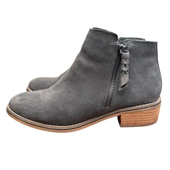 Blondo Waterproof Women’s Gray Suede Side Zip Ankle Boots Booties Size 8