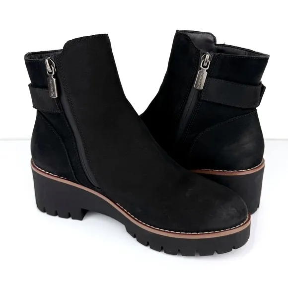 Blondo Women's Darleen Waterproof Nubuck Leather Ankle Boots Black Size 8