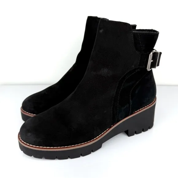 Blondo Women's Darleen Waterproof Nubuck Leather Ankle Boots Black Size 8
