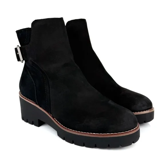 Blondo Women's Darleen Waterproof Nubuck Leather Ankle Boots Black Size 8