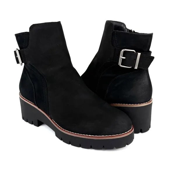 Blondo Women's Darleen Waterproof Nubuck Leather Ankle Boots Black Size 8