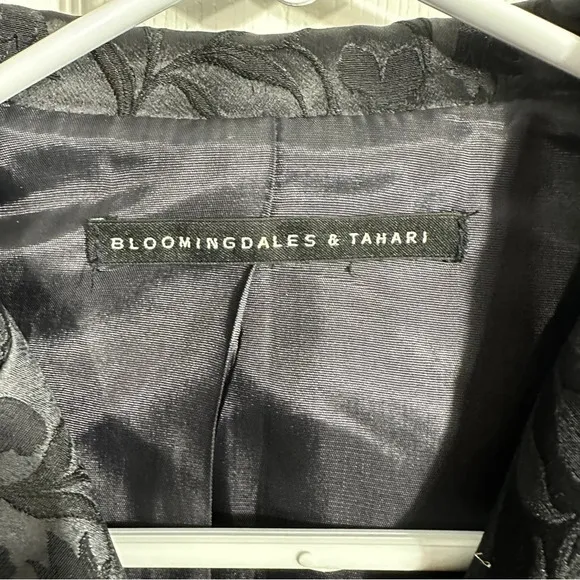 Bloomingdales   Tahari women's blazer, black on black floral, size 8. Holidays!