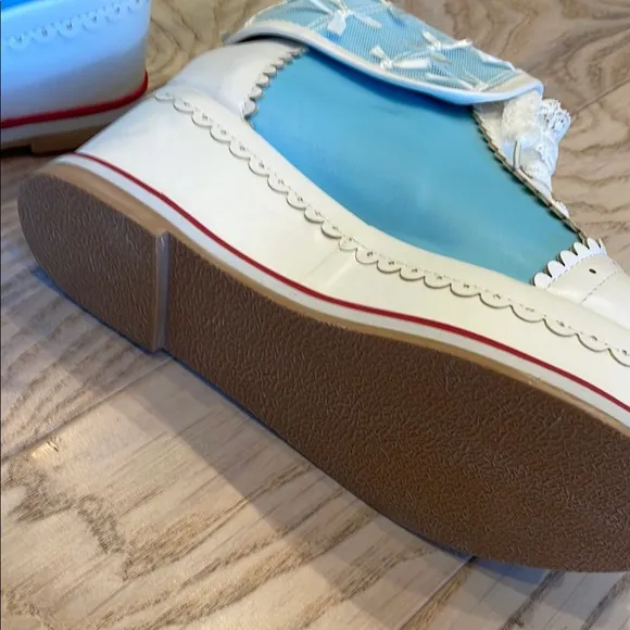Blue and White Lace-Up Lolita -kawaii boots like new