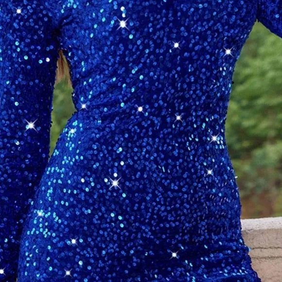 Blue Sequin Mini Dress