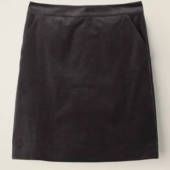 BODEN Above Knee Velvet A Line Mini Skirt Graphite Gray Dark Velvet Skirt sz 10R
