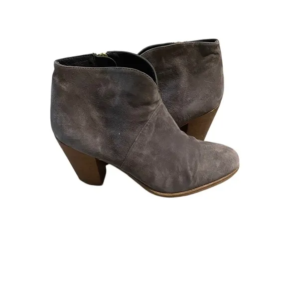 Boden Gray Suede Leather Block Heel Ankle Boots Booties Women's Size US 8 UK 39