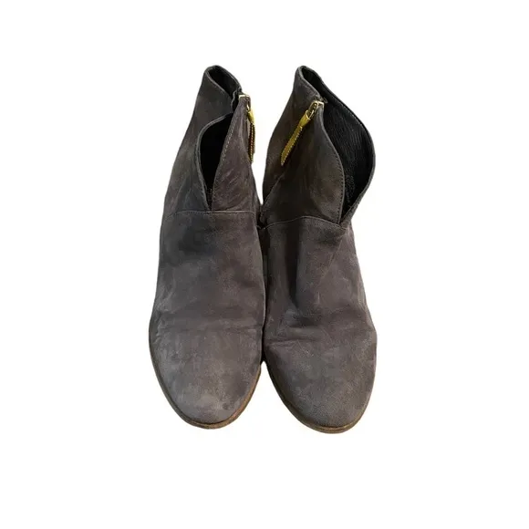 Boden Gray Suede Leather Block Heel Ankle Boots Booties Women's Size US 8 UK 39