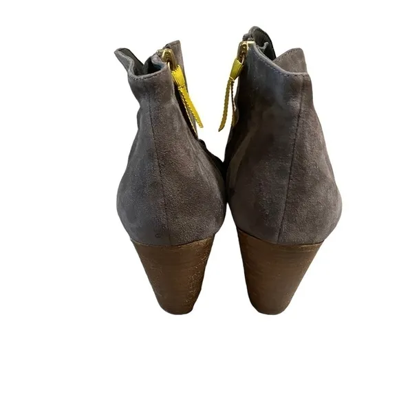 Boden Gray Suede Leather Block Heel Ankle Boots Booties Women's Size US 8 UK 39