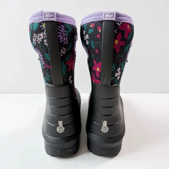 BOGS Youth Girl Black Floral Waterproof 58°F/-50°C Winter Snow Boots SZ6 Outdoor