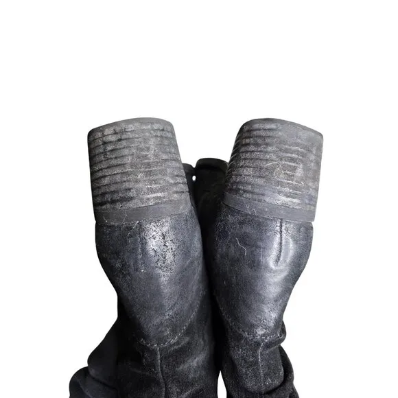 Born Doyle Women's Size 8 Black Distressed Suede Slouch Boots Low Heel