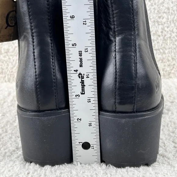 BORN Graci Chelsea Boots Womens 9.5M Black Leather Ankle Pull On Block Heel NIB