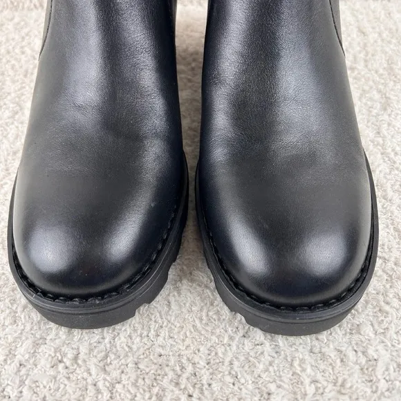 BORN Graci Chelsea Boots Womens 9.5M Black Leather Ankle Pull On Block Heel NIB